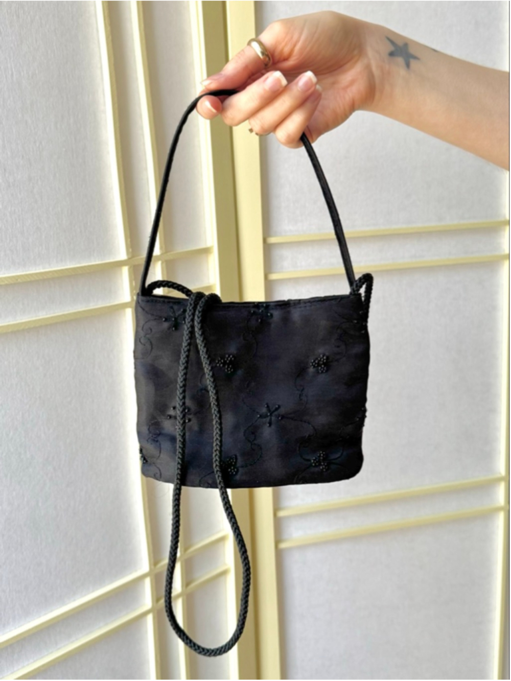 Claire's Vintage Y2K Black Beaded Mini Bag
